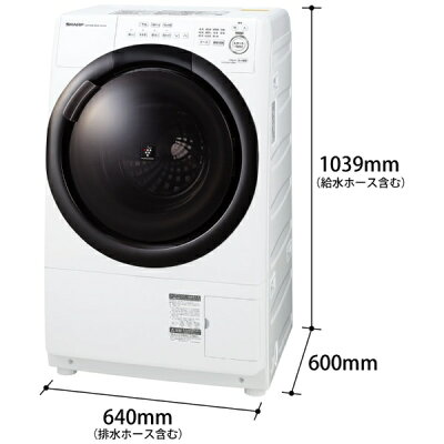 SHARP 7.0kgドラム式洗濯乾燥機 左開き クリスタルホワイト ES-S7G-WL